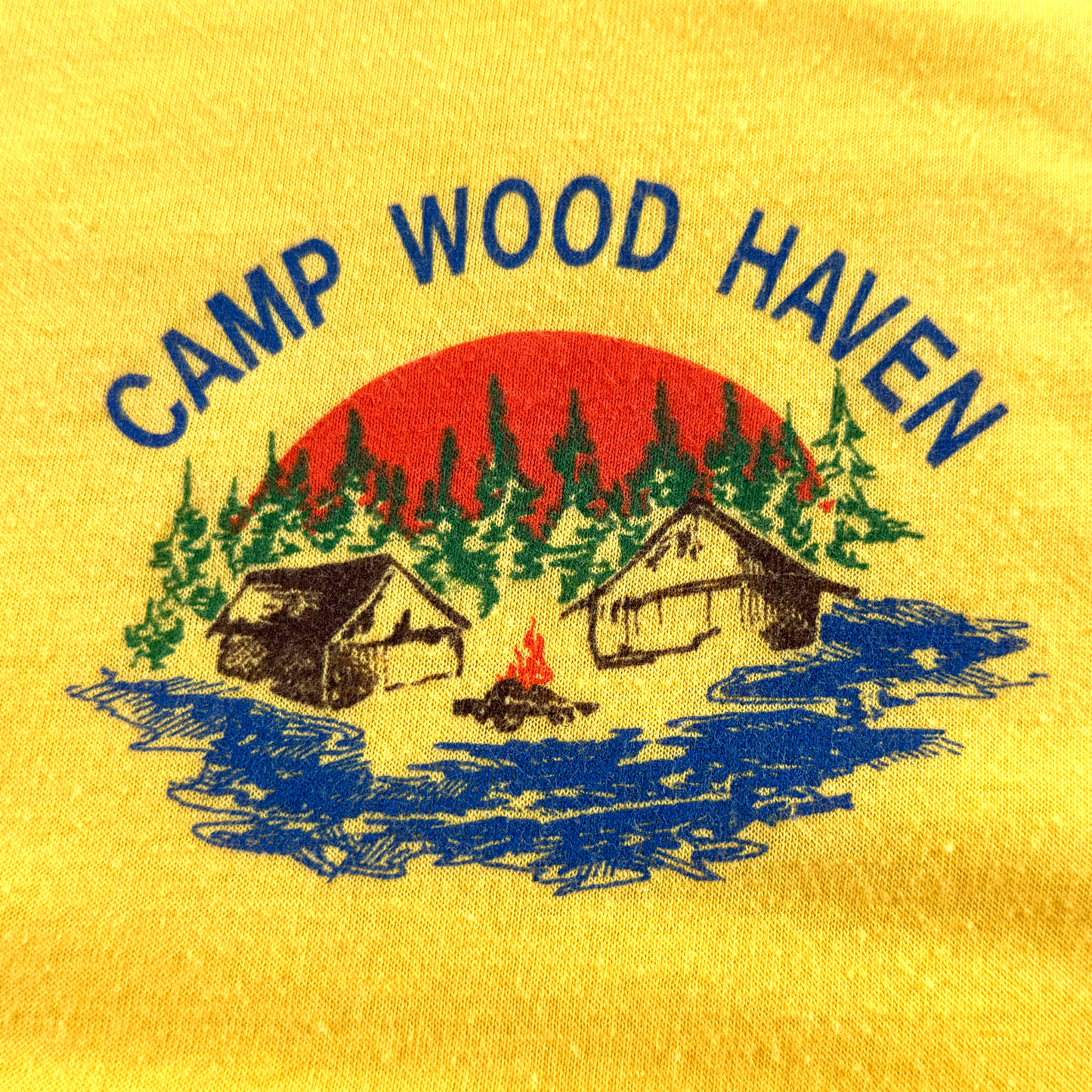1970s–80s Camp Wood Haven Tee — Yellow, Made in USA