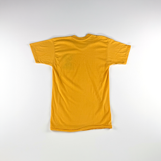 1970s–80s Boy Scouts Hawk Mountain Camp Shirt — Yellow Graphic
