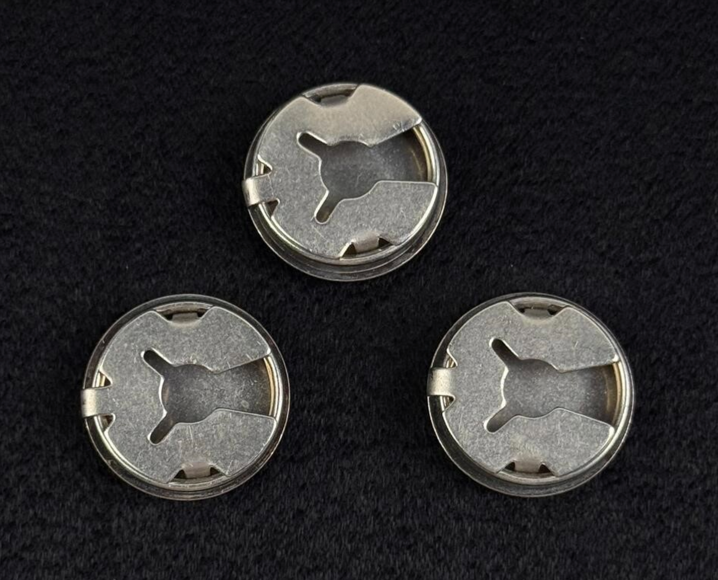 Zuni-Style Sterling Silver Sunface Button Covers (Set of 3)