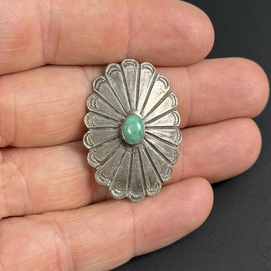 Navajo-Style Sterling Silver & Turquoise Scarf Slide