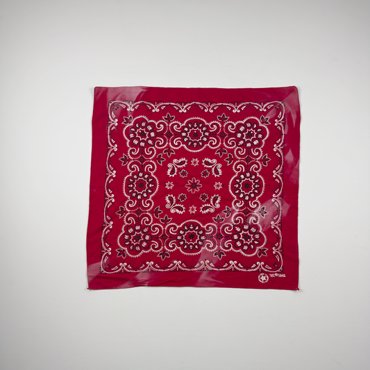 1960s–70s Elephant Brand 'Fast Color' Bandana — Red Trunk-Up Dot