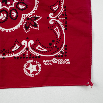 1960s–70s Elephant Brand 'Fast Color' Bandana — Red Trunk-Up Dot