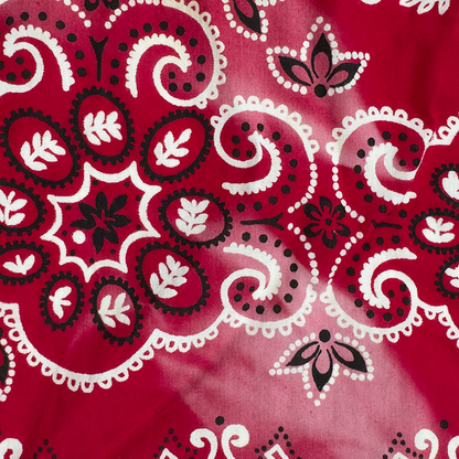1960s–70s Elephant Brand 'Fast Color' Bandana — Red Trunk-Up Dot