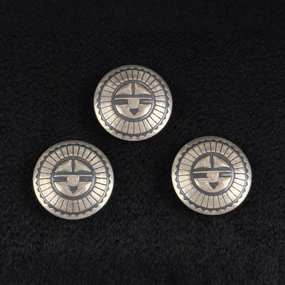 Zuni-Style Sterling Silver Sunface Button Covers (Set of 3)