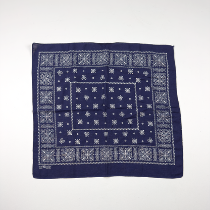 1960s–70s Elephant Brand 'Fast Color' Bandana — Blue Paisley Trunk-Up