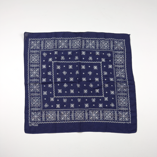 1960s–70s Elephant Brand 'Fast Color' Bandana — Blue Paisley Trunk-Up