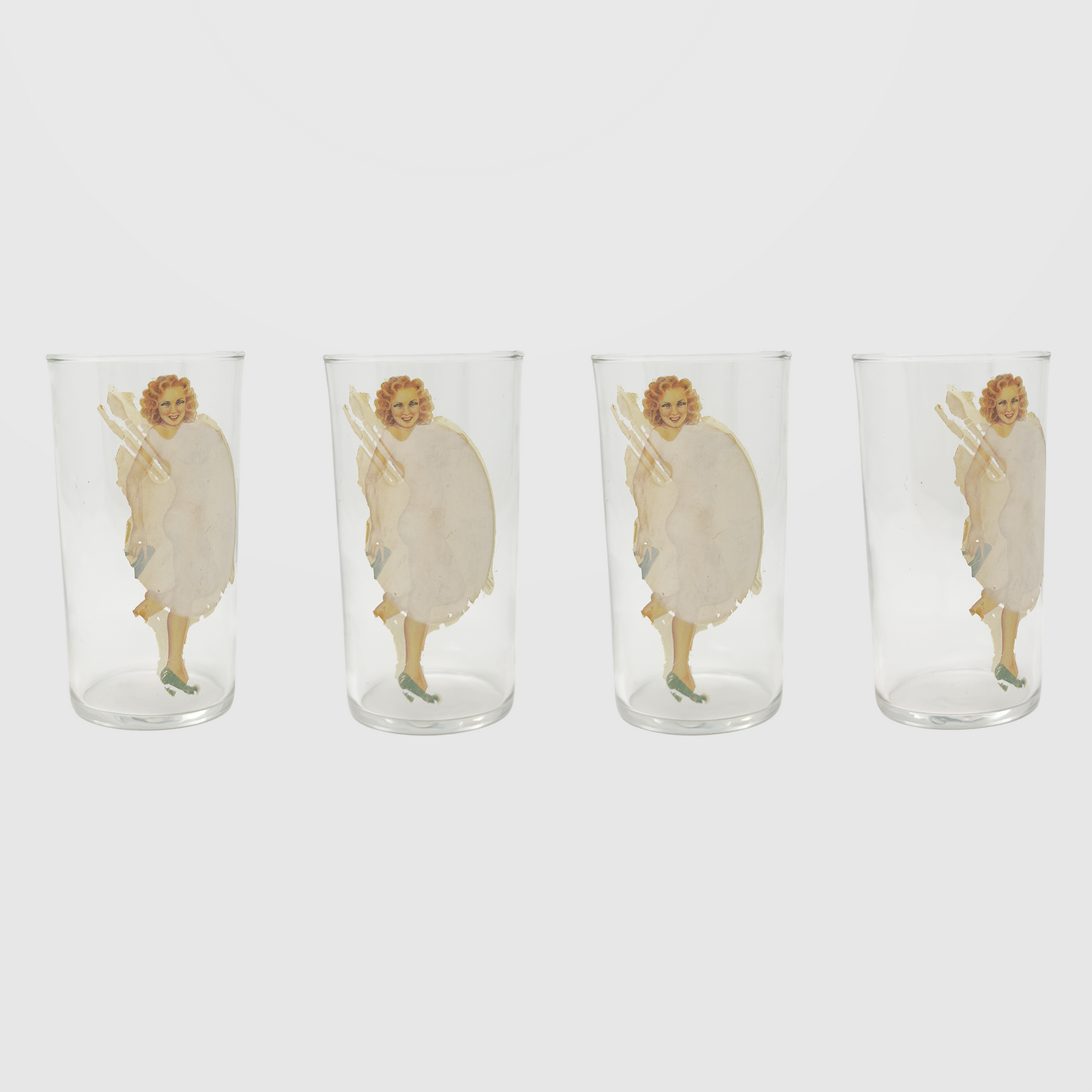 Set of Four Risqué Peek-A-Boo Pin-Up Drinking Glasses