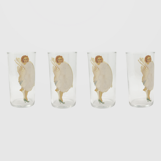 Set of Four Risqué Peek-A-Boo Pin-Up Drinking Glasses