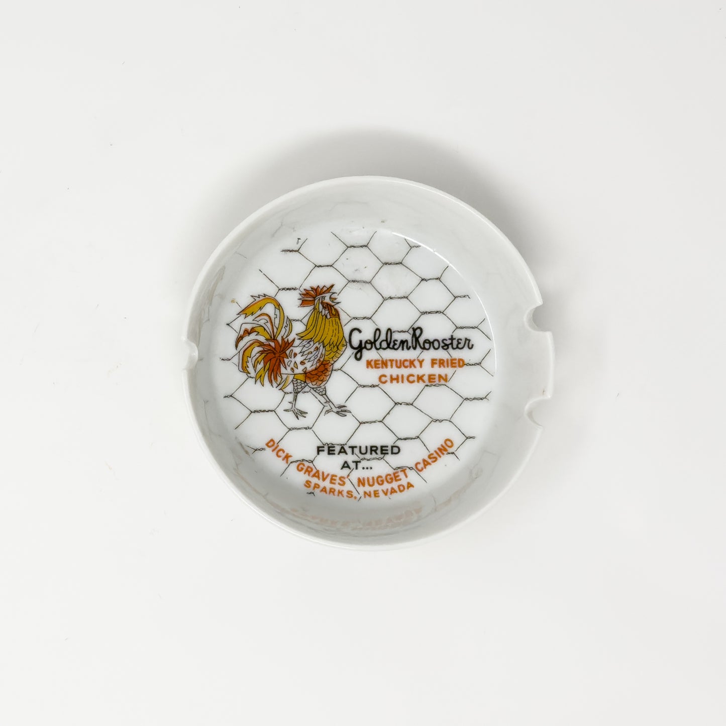Golden Rooster Kentucky Fried Chicken White Ceramic Ashtray