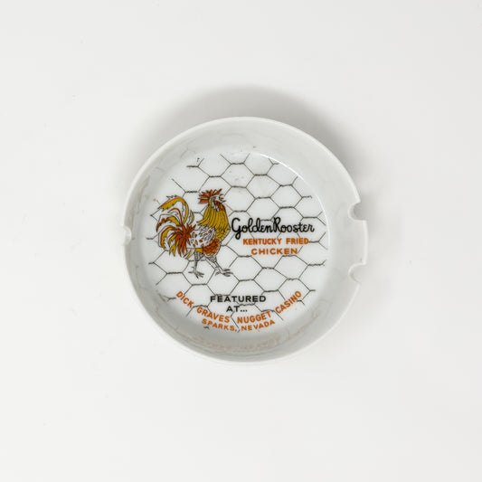 Golden Rooster Kentucky Fried Chicken White Ceramic Ashtray