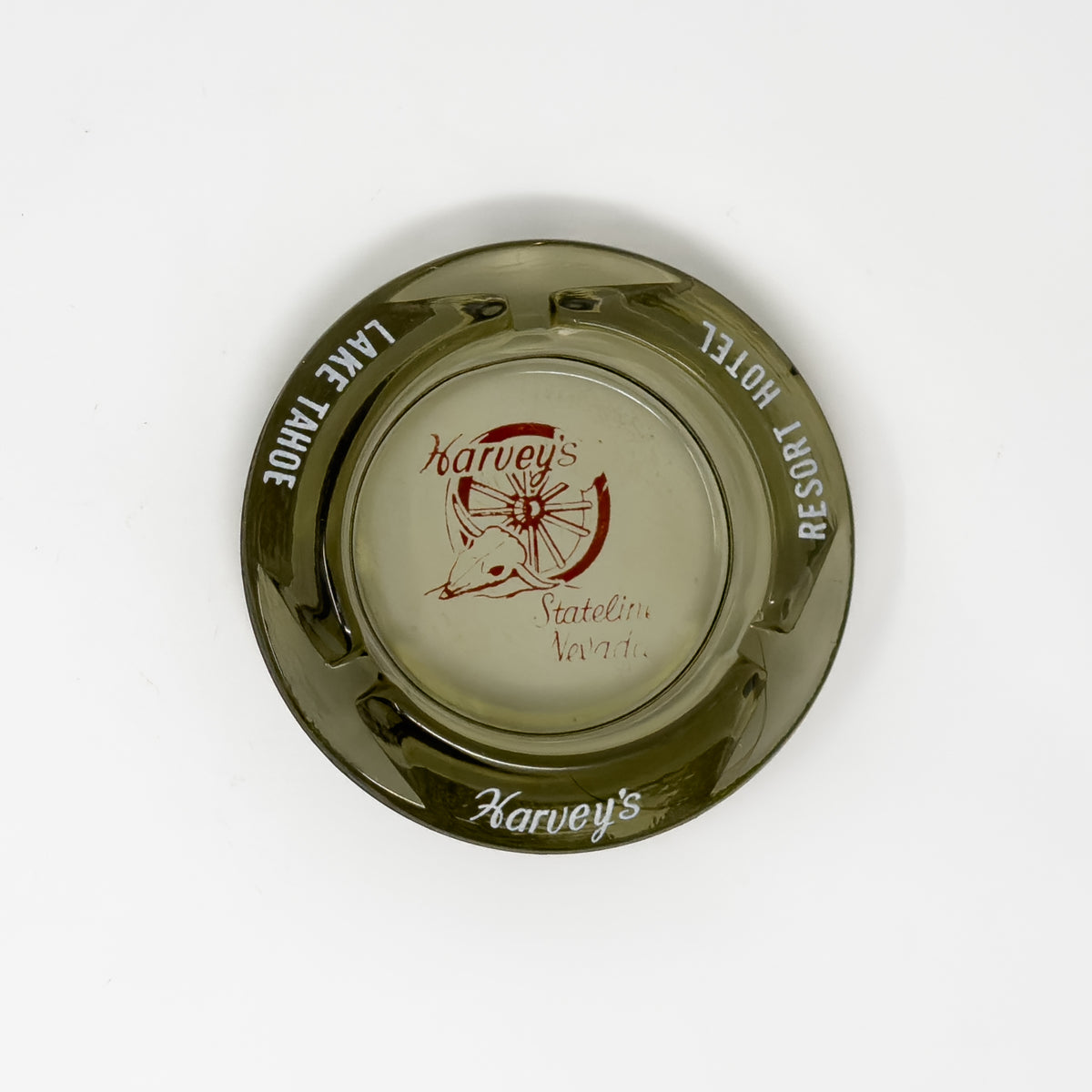 Harvey’s Lake Tahoe Grey Glass Ashtray