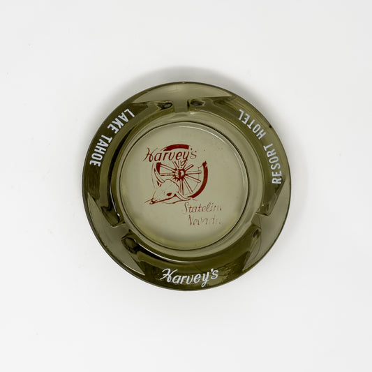 Harvey’s Lake Tahoe Grey Glass Ashtray
