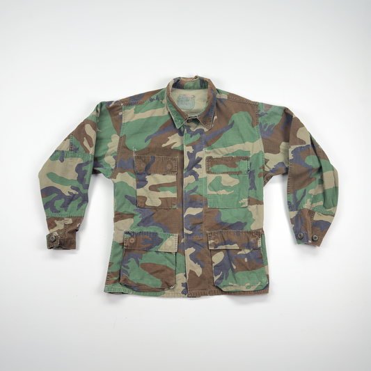 1980s US Military Woodland Camo BDU Shirt