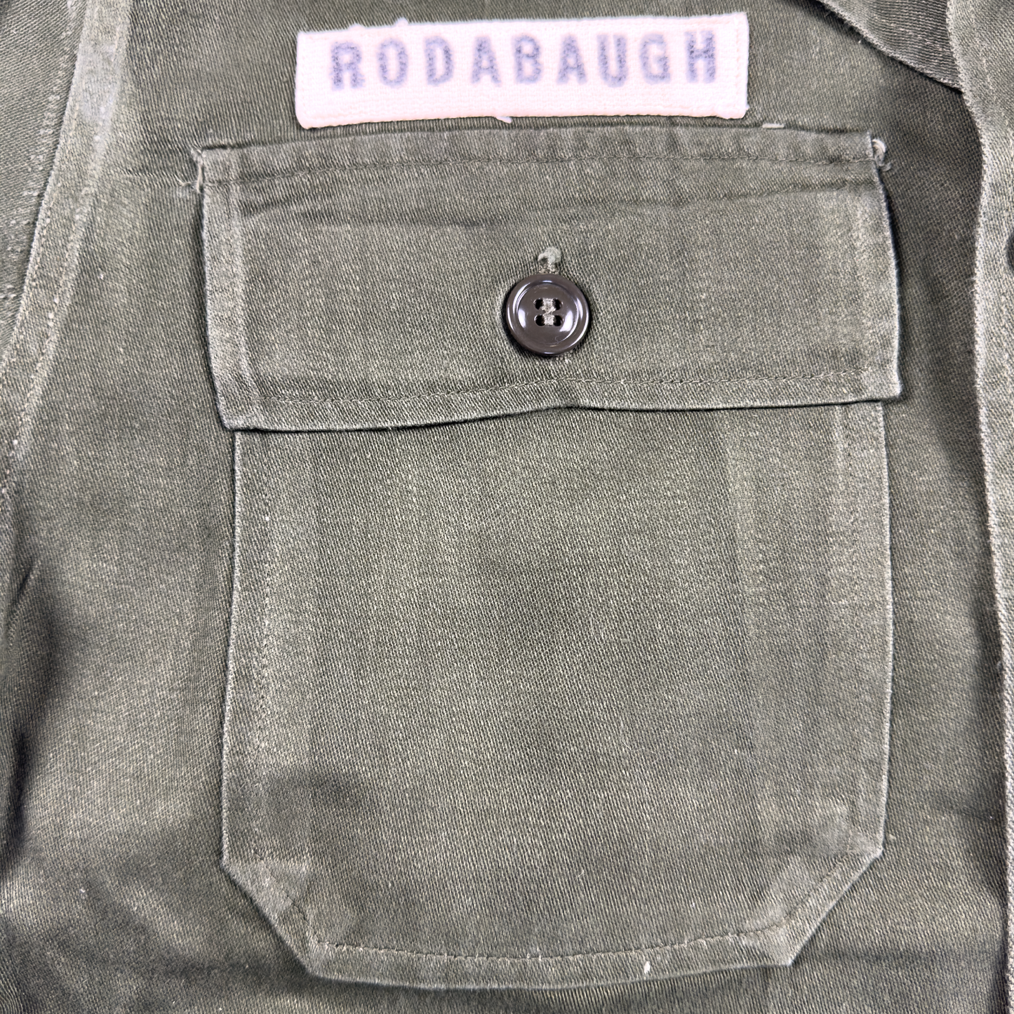 Vietnam War US Army OG-107 Utility Shirt — Named 'RODABAUGH'
