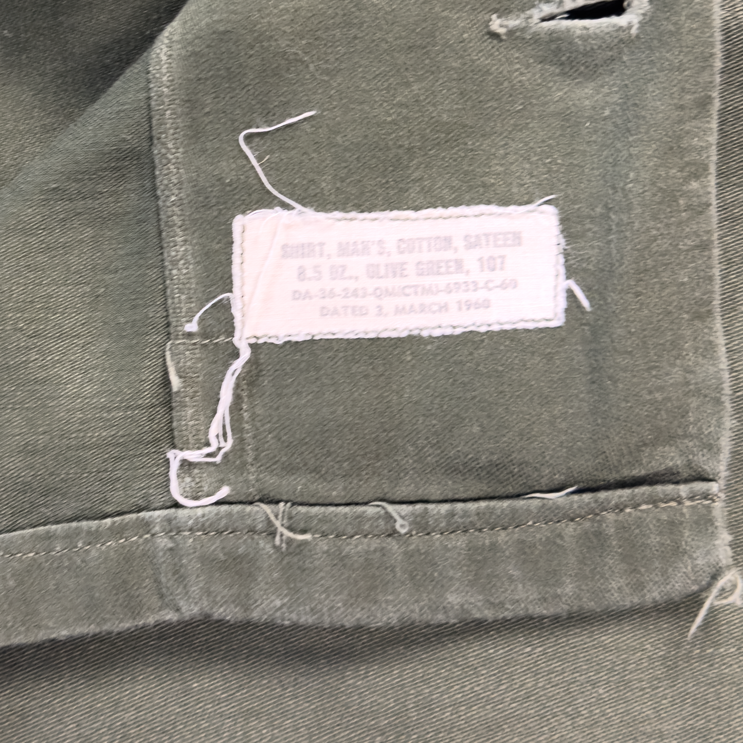 Vietnam War US Army OG-107 Utility Shirt — Named 'RODABAUGH'