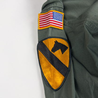 Vietnam War US Army M1967 Jungle Fatigue Shirt — 1st Cavalry, CIB, Purple Heart, E-8