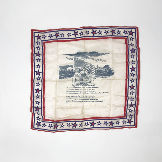 WWI 'The Farewell' Handkerchief — Battle Scenes & Soldier Embrace