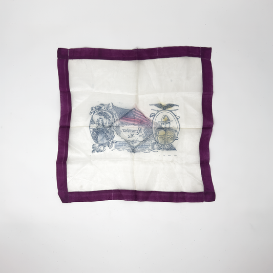 WWI 'Remember Me' Handkerchief — Soldier & Wife with Flag | Antique Printed Textile