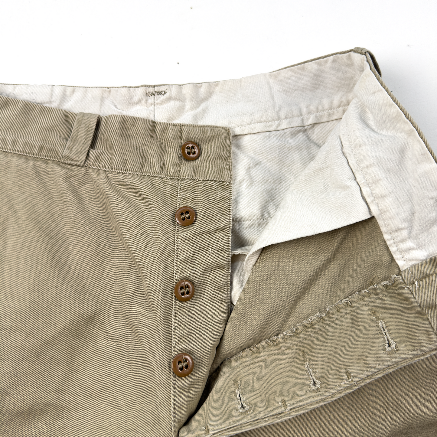 1950s–60s US Army Khaki Cotton Trousers — Button Fly