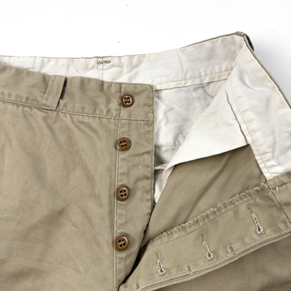1950s–60s US Army Khaki Cotton Trousers — Button Fly