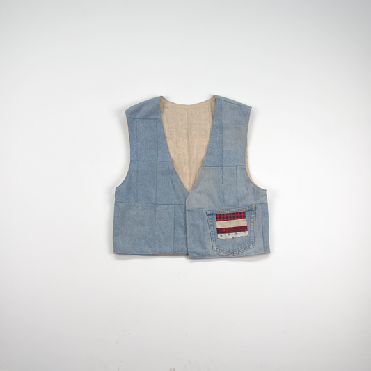 Handmade Reversible Denim Vest — Quilted American Flag