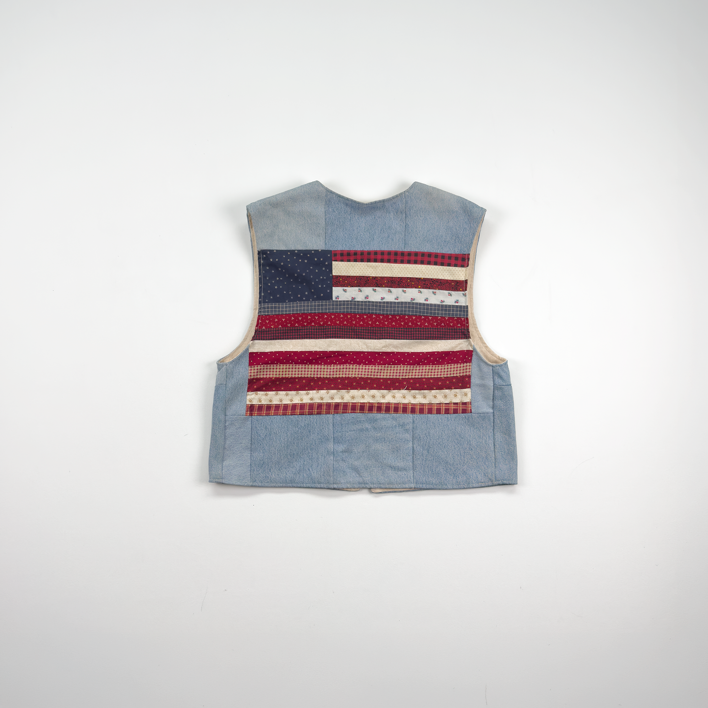 Handmade Reversible Denim Vest — Quilted American Flag