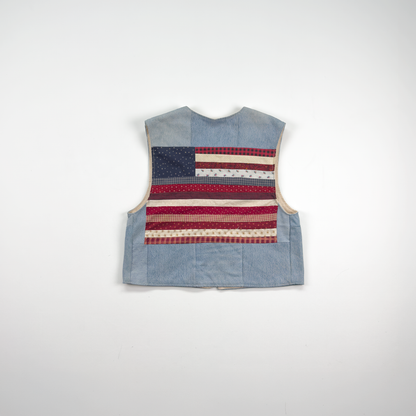 Handmade Reversible Denim Vest — Quilted American Flag