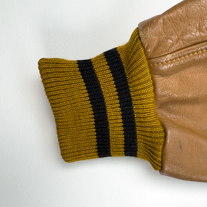 Sand-Knit Wool & Leather Letterman Jacket — Navy & Camel, Alldritt Athletic Goods (Minneapolis)