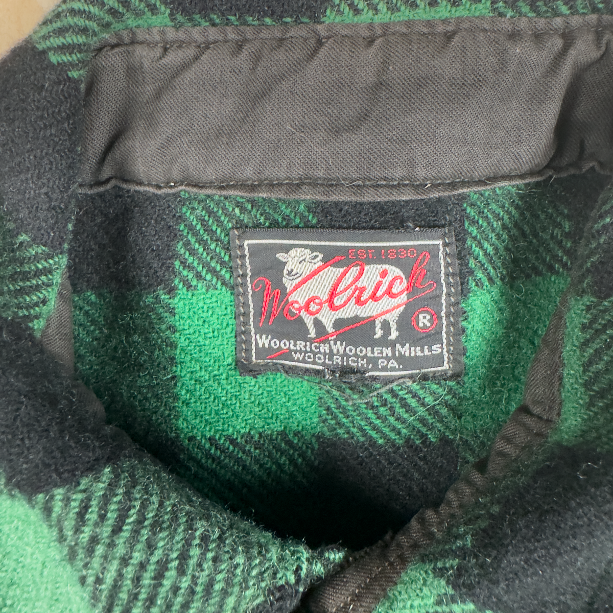 Woolrich Buffalo Plaid Wool Shirt — Green