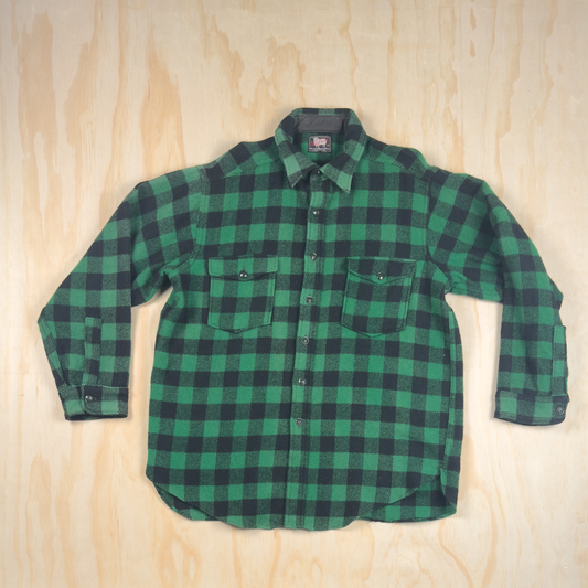 Woolrich Buffalo Plaid Wool Shirt — Green