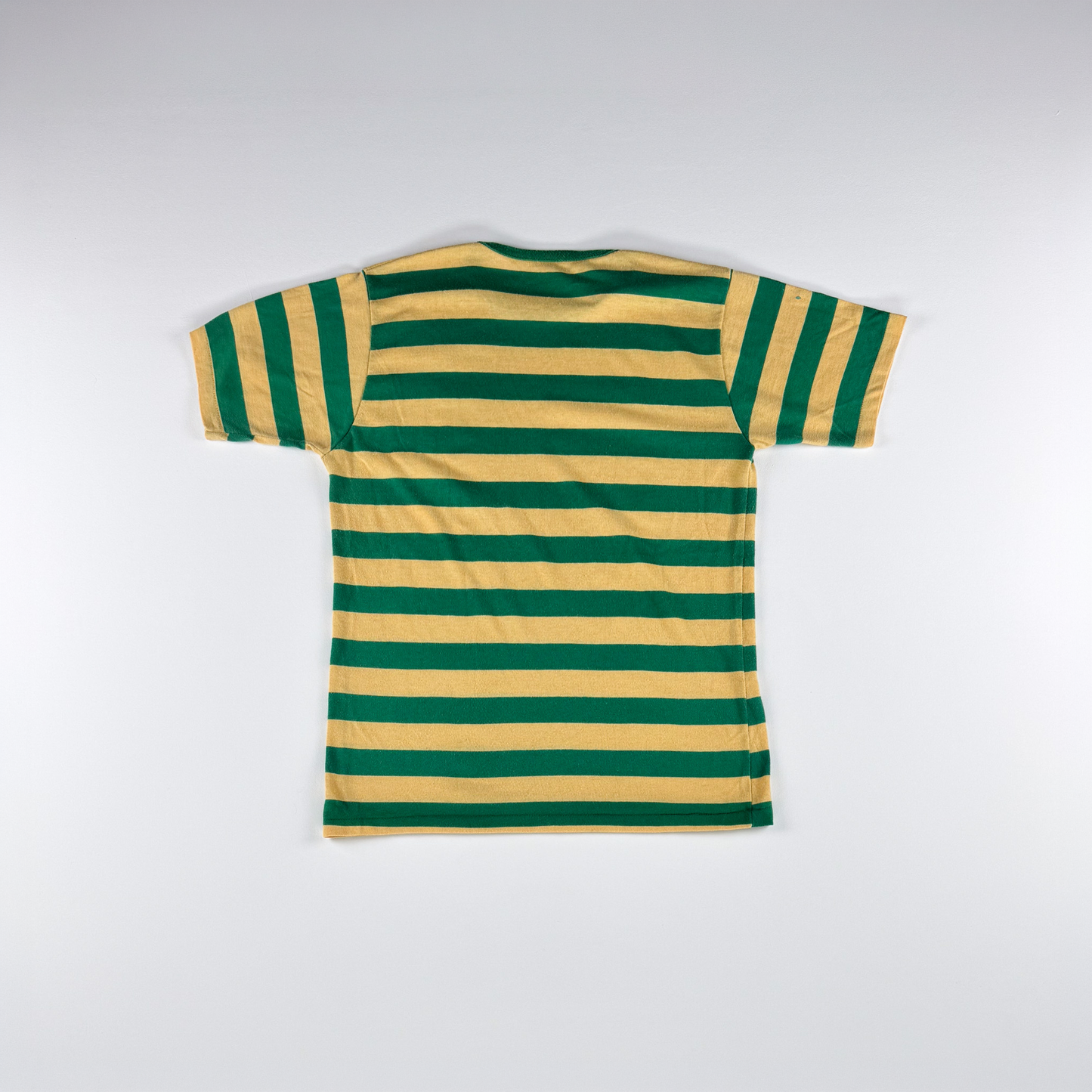 1970s–80s Boy Scouts Hawk Mountain Camp Shirt — Yellow & Green Stripe