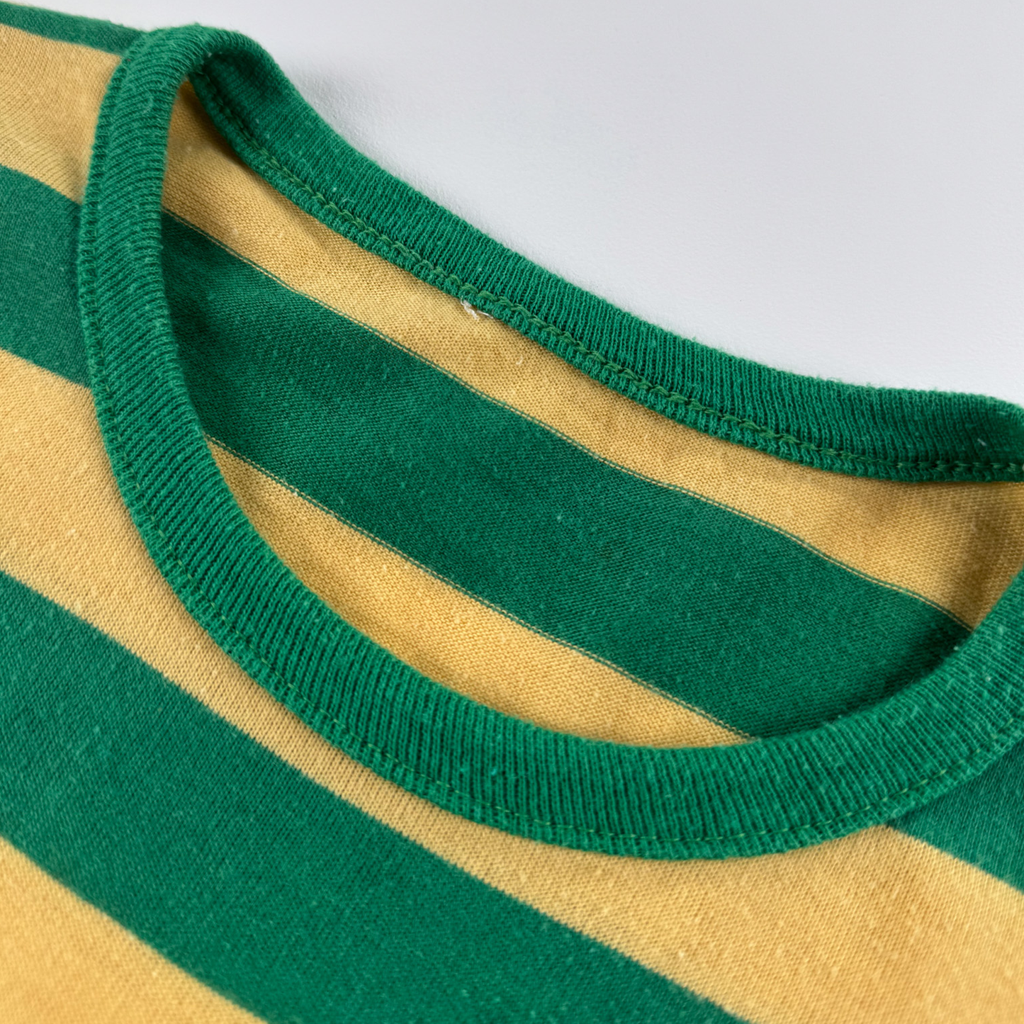 1970s–80s Boy Scouts Hawk Mountain Camp Shirt — Yellow & Green Stripe