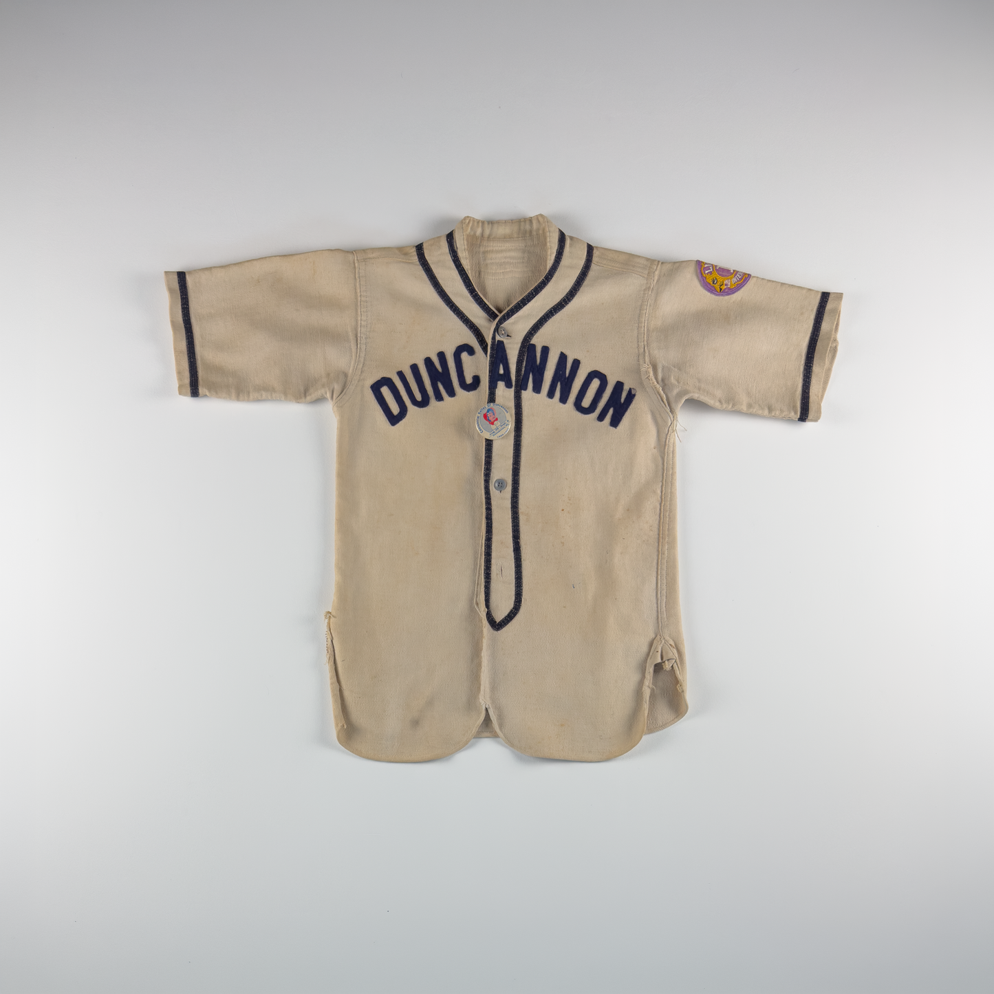 1940s Duncannon Child's Baseball Jersey — with Pinback