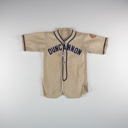 1940s Duncannon Child's Baseball Jersey — with Pinback