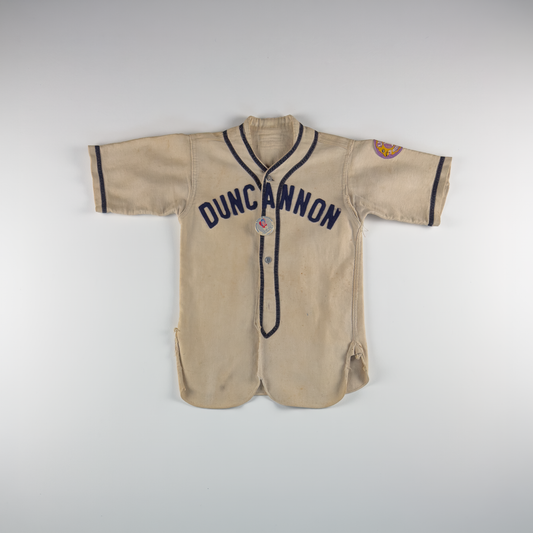1940s Duncannon Child's Baseball Jersey — with Pinback