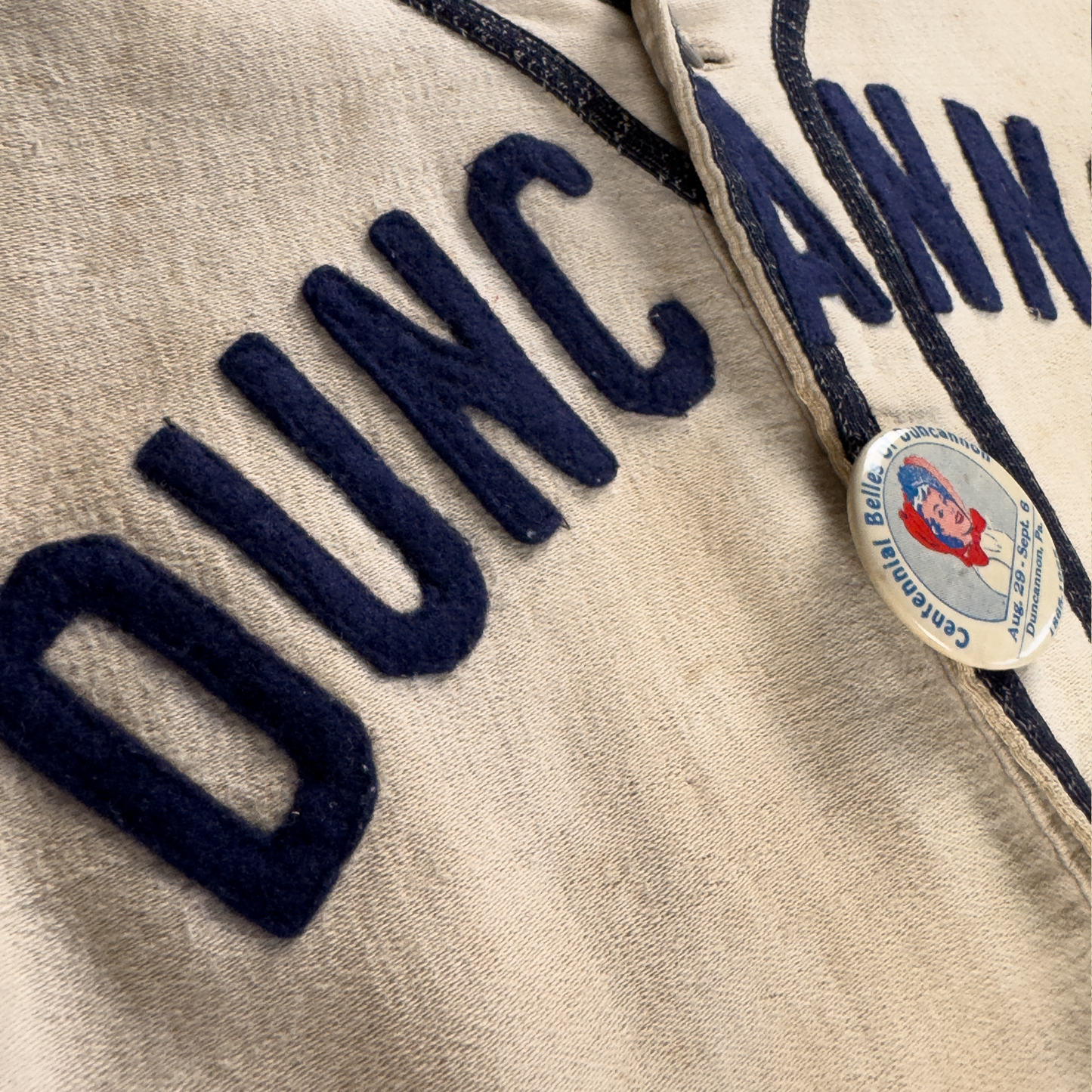 1940s Duncannon Child's Baseball Jersey — with Pinback