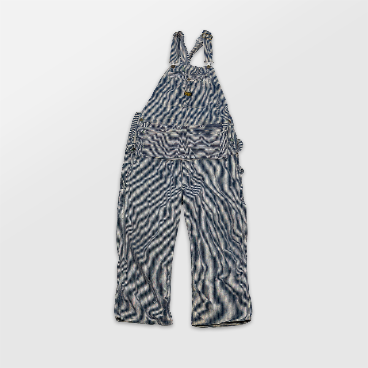 Sanforized Striped Bib Overalls w/ Built-In Nail Pouch
