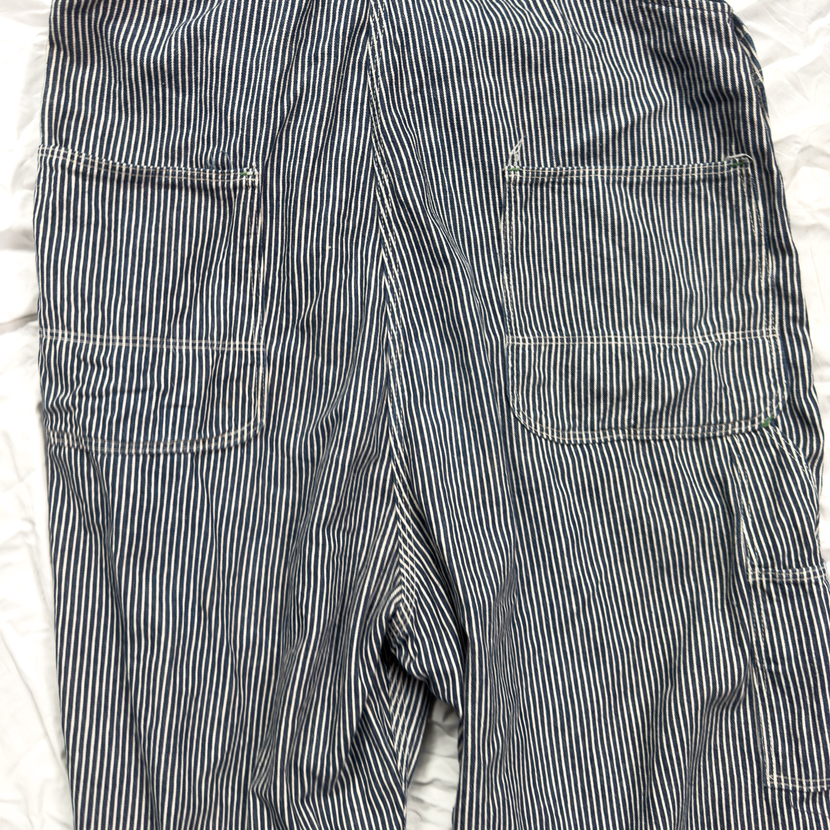 Sanforized Striped Bib Overalls w/ Built-In Nail Pouch